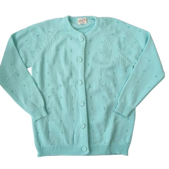 Vintage Robin's Egg Knit Cardigan - Picture 1 of 8